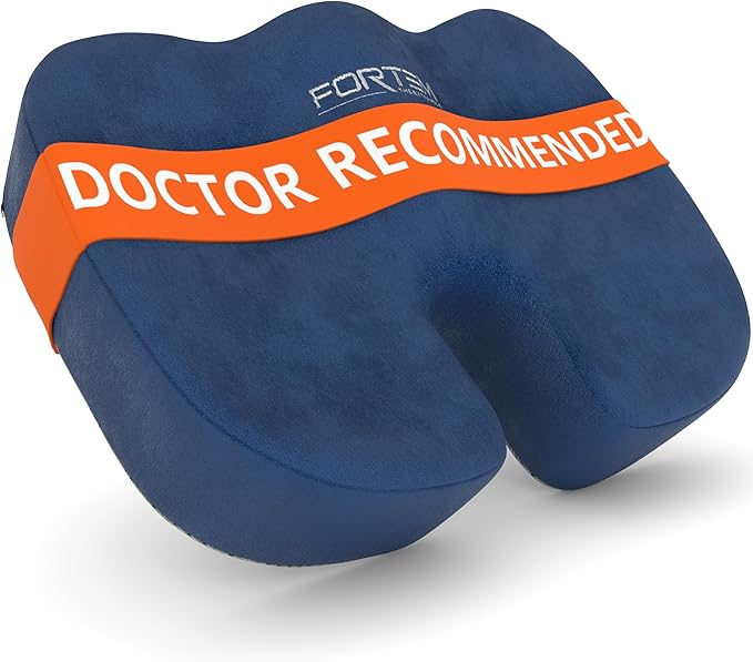 FORTEM Seat Cushion, Office Chair Cushion, Desk Chair Memory Foam, Sciatica Coccyx Tailbone Pain Relief, Pressure Relief, Sitting Pad, for Long Gaming & Sitting, Washable Cover, Non Slip