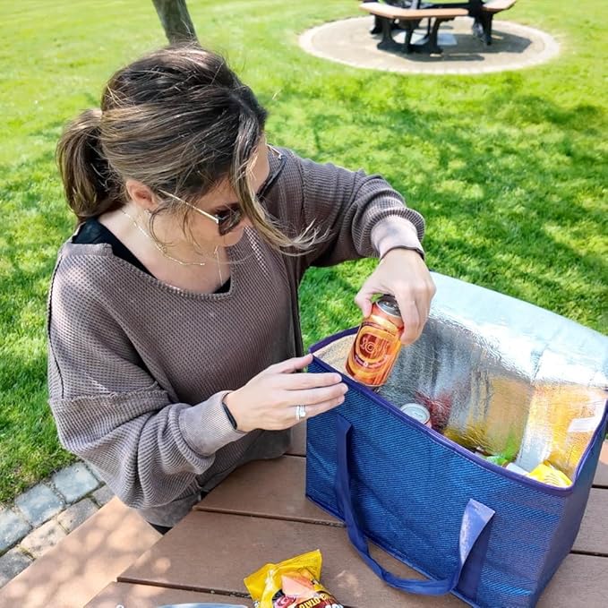 DURASACK Large Insulated Food Delivery Bag – 16"x9"x13" Reusable Thermal Tote for Hot & Cold Transport – Lightweight Grocery, Lunch, and Takeout Carrier – Water-Resistant, Foldable