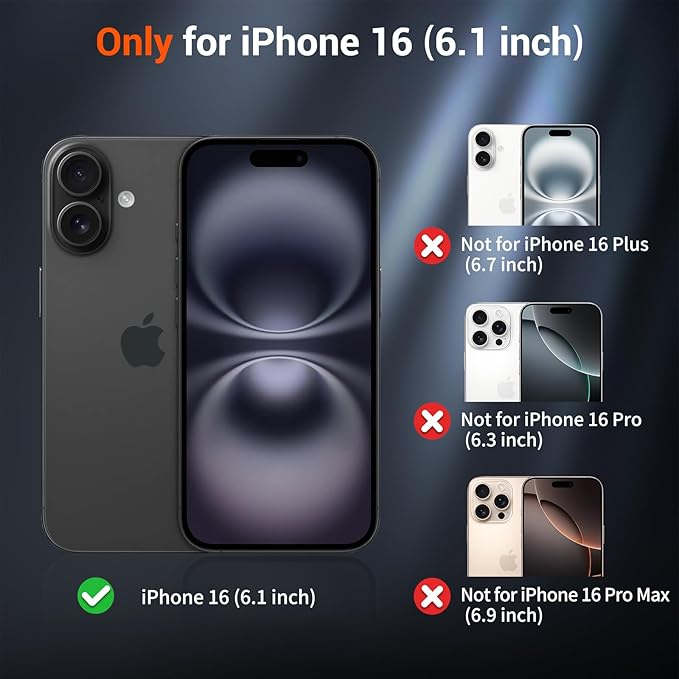 SUPFINE Magnetic for iPhone 16 Case (Compatible with MagSafe) (Military Grade Drop Protection) Translucent Matte Shockproof with Anti-Fingerprint Phone Cover,Black