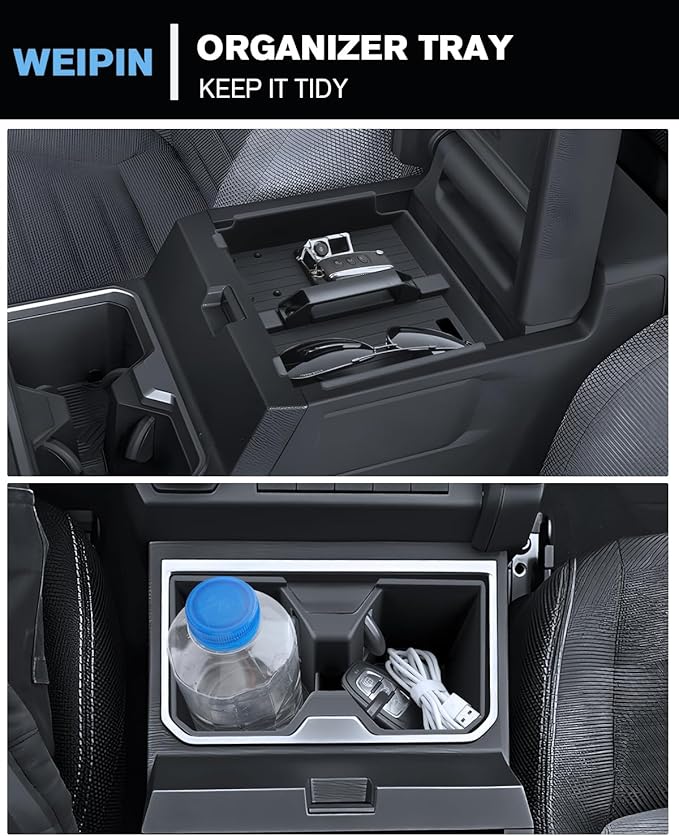 for 2Pcs Center Console Armrest Organizer Tray ABS Materials& Silicone Cup Holder Insert Compatible with 2025-2026 Toyota 4runner - 6th Gen 4Runner