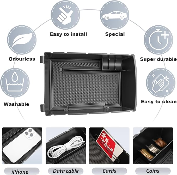 SKTU for 2025 2026 Genesis GV80 Accessories Center Console Organizer for 2025 2026 Genesis GV80 Console Tray 2025 2026 GV80 Middle Console Organizer with Coin Holder
