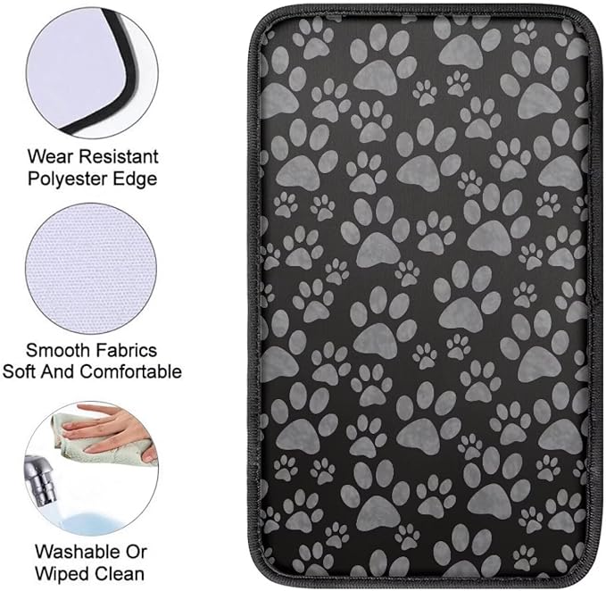 Dreaweet Dog Paw Print Car Armrest Cover for Women Car Center Console Pad Cute Car Accessories Universal Fit Armrest Cover Protector for Cars,SUV,Sedan