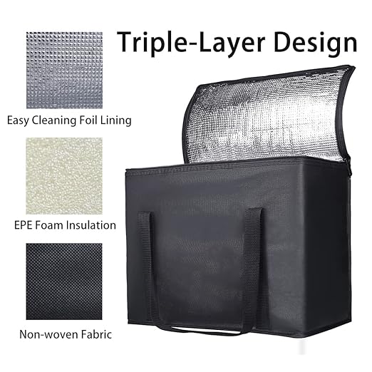 4-Pack Insulated Reusable Shopping Grocery Bags, X-Large Soft Cooler Bag Insulated, Boadon Collapsible Grocery Shopping Tote Bags for Food Delivery, Portable Softside, Black