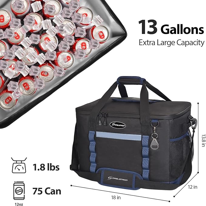Maelstrom Collapsible Soft Cooler Bag,35/55/75 Cans Beach Cooler with Flip Top Lid, Ice Chest, Leakproof & Portable for Beach, Camping, Road Trips & Grocery Shopping