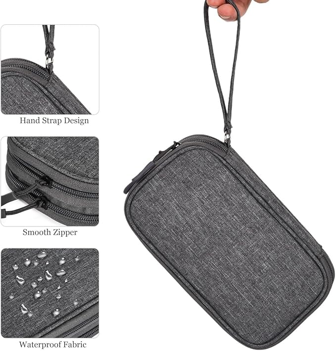 Electronic Organizer Travel Cable Accessories Bag, Electronic Organizer Case, Waterproof Electronic Accessories Organizer Bag for Power Bank, Charging Cords, USB Cable (Dark Gray)