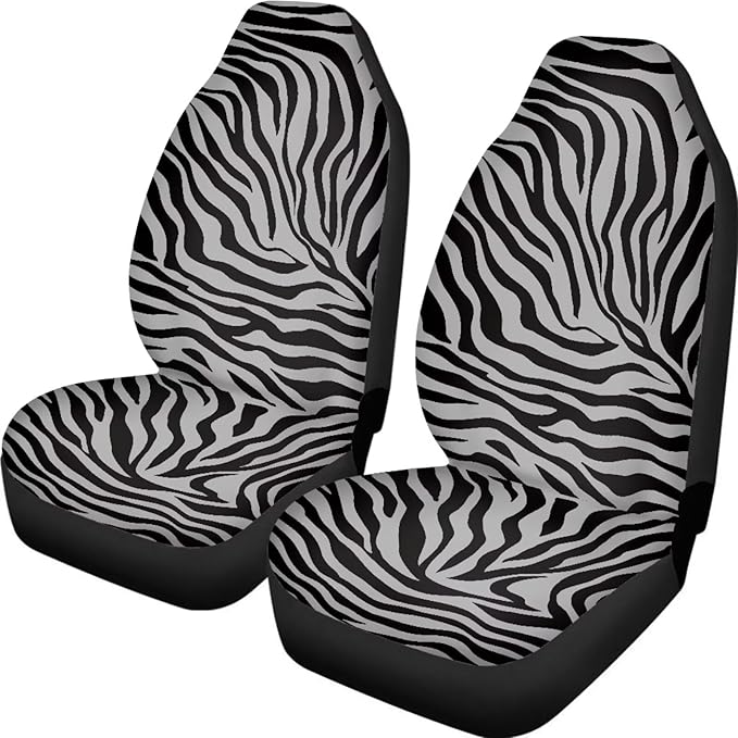 Zebra Print Car Seat Cover Universal Seat Covers for Front Seats for Auto Truck Van SUV 2 Pcs