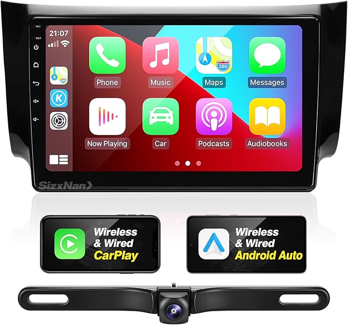 for Sentra Radio 2013-2018 Upgrade Compatible with Wireless Carplay Android Auto,Android Car Stereo Touchscreen Bluetooth Navigation GPS WiFi FM/AM Multimedia Player Backup Camera Head Unit
