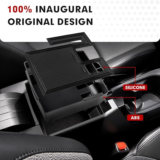 Autorder Center Console Organizer for 2019-2026 Toyota Corolla/ 2022-2026 Corolla Cross Accessories Car Armrest Storage Box Middle Console Tray Container with Non-Slip Silicone Mats