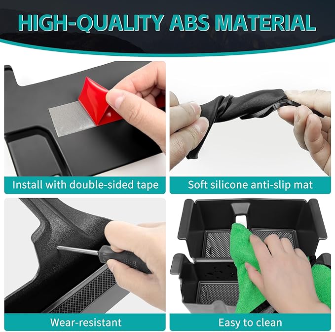 3PCS Center Console Organizer Combo Kit Compatible with 2018-2026 Jeep Wangler JL JLU 4xe Rubicon Sahara & Gladiator JT Accessories, Insert/Hanging Armrest Storage Box & Gear Shift Side Tray