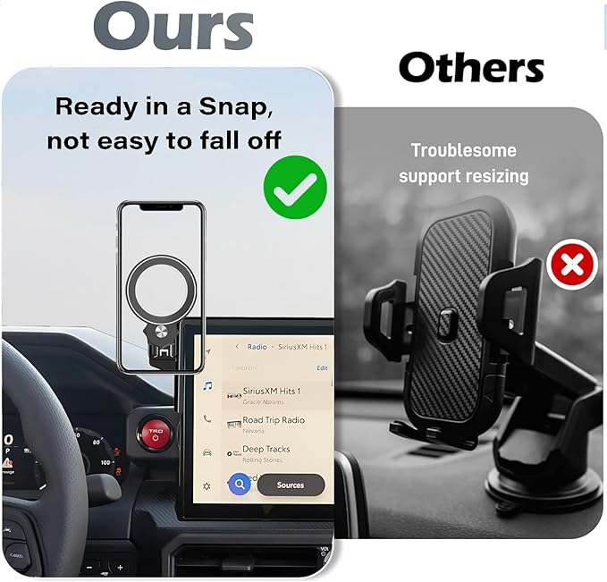 Car Phone Holder for Toyota Tacoma 2024 2025 / Toyota 4Runner 2025 Accessories Apply to 14 Inch Touch Screen Fixed Clip Magnetic Cell Phone Mount Hands-Free 360 Degree Rotation