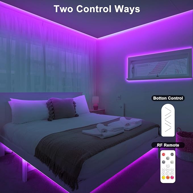 Tatazone 32.8ft Purple COB Led Strip Lights with Remote, Dimmable Bright Dotless Adhesive Indoor Led COB Light Strip for Cabinet, Painting, Room, Bed