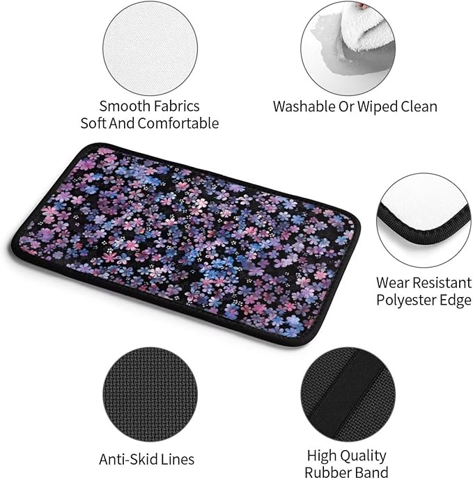 Car Center Console Cover Pad Cherry Blossom Purple Pink Armrest Box Mat Vehicle Arm Rest Cushion Protector Floral Flower Aesthetics Art Black Bohemian Consoles Rest Pillow