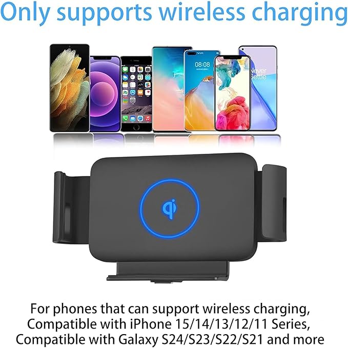 Wireless Car Charger Mount Compatible with Galaxy S25 Ultra/S25+/S25/S24/S23/S22 Series, Car Phone Wireless Charger for iPhone 17/Air/16/15/14/13/12 Series, Auto Clamp Air Vent Car Mount