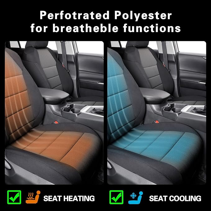 coverdream 2026 Rav4 Seat Covers Custom Fit for 2026 Toyota Rav4 Hybrid (SE,XSE) & PHEV GR Sport SUV,Full Set Polyester Car Seat Protector Black & Grey