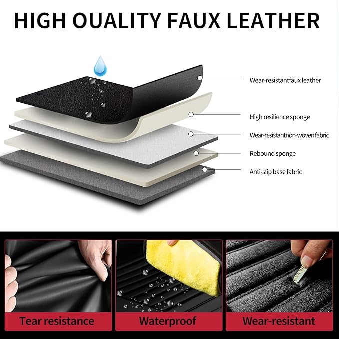 Fit Prius Car Seat Covers for Toyota Prius 2001-2024 2025 2026 - Upgraded Premium Waterproof & Breathable Leather, Airbag Compatible, All-Weather Seat Cushion Protector (Full Set, Black)