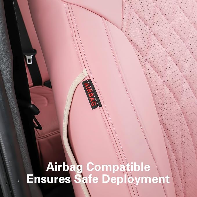 EKR Rav4 Seat Covers Custom Fit for Toyota Rav4 XLE,Platinum,Limited 2013-2018 & SE 2016-2018, Leather Pink Seat Cover Full Set for Women,Faux Leather(Pink)
