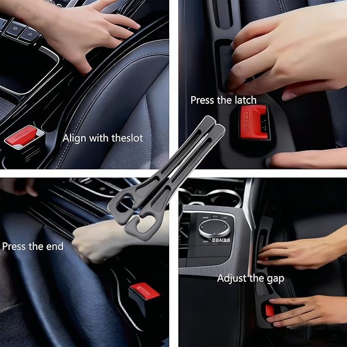 YANTING Car Seat Gap Filler 2 Pack - No Drop Seat Guard, Universal Car Seat Gap Plug with Storage Slot, Durable Non-Slip Material, Anti-Drop Gap Filler for Cars, Trucks & SUV (Black)