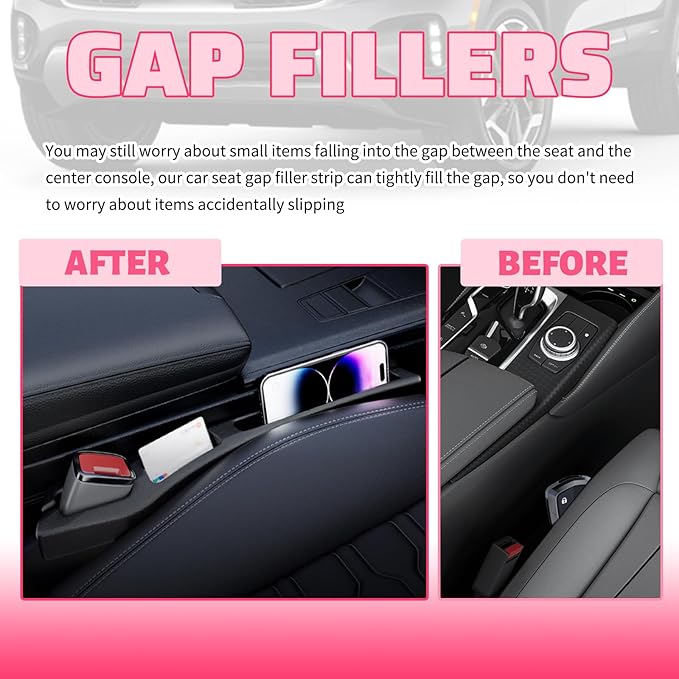 2PCS New Car Seat Gap Filler Organizer with Cell Phone Holder,Versatile Car Side Seat Gap Filler for Filling Gaps & Storing Items,2 in 1 Cars Gaps Seats Fillers