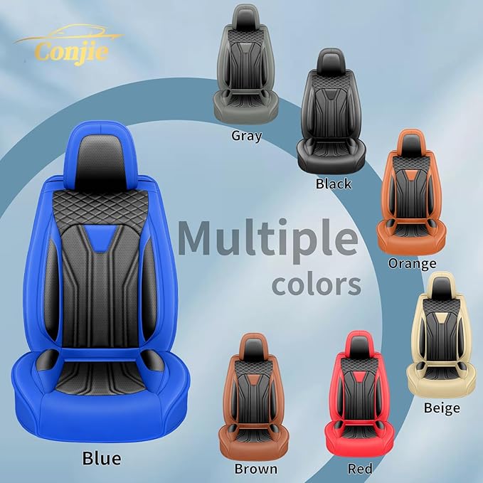 Fit Tucson Car Seat Covers Premium Leather for Hyundai Tucson 2010-2025 2026. Waterproof， Breathable, Scratch-Resistant & All-Weather Seat Cushion Protector (Front Seat,Blue&Black)