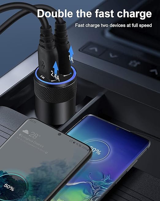 AILKIN [5pcs] Car Charger Adapter, USB Multi Port Cigarette Lighter Fast Charging Power Block Plug for iPhone 17 16 15 14 13 Pro Max, Samsung Galaxy S25 S24 Ultra S8, 3.4A Dual Cargador Carro for Car