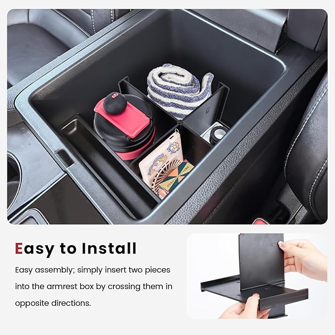 3PCS Center Console Organizer Compatible with 2023-2026 Honda Pilot/2026 Honda Passport Insert Divider Tray & Armrest Storage Box Divider Storage Tray Interior Accessories