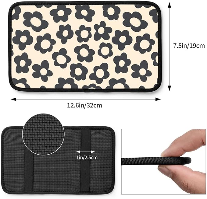 Vintage Groovy Flowers Auto Center Console Cover Pad Car Armrest Seat Box Cover Cushion Universal for Most Vehicle SUV Truck Car Accessories Decor