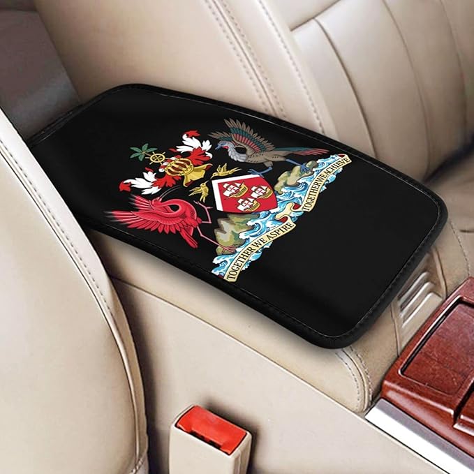 SEAEAGLE National Emblem of Trinidad and Tobago Car handrail Box Cushion Vehicle Center Console Armrest Cover Pad Soft Comfort Universal Fit