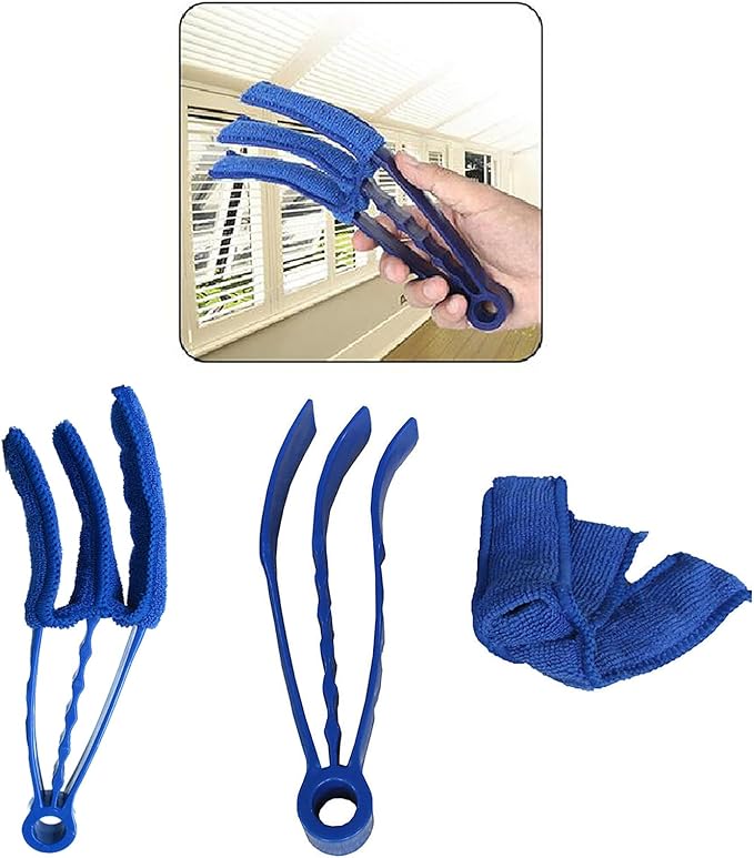 Universal Blind Cleaning Brush, 2 PCS Venetian Blind Cleaner Brush, Shutter Brush, Microfiber Duster Tool for Window Blinds,Air Vents, Keyboard, Car AC, Washable Reusable Gap Cleaning Brushes (Blue)