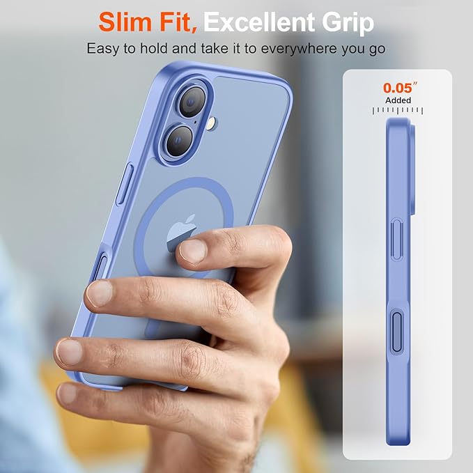 SUPFINE Magnetic for iPhone 17 Case (Compatible with MagSafe)(Military Grade Drop Protection) Translucent Matte Shockproof with Anti-Fingerprint Phone Cover,Blue Purple