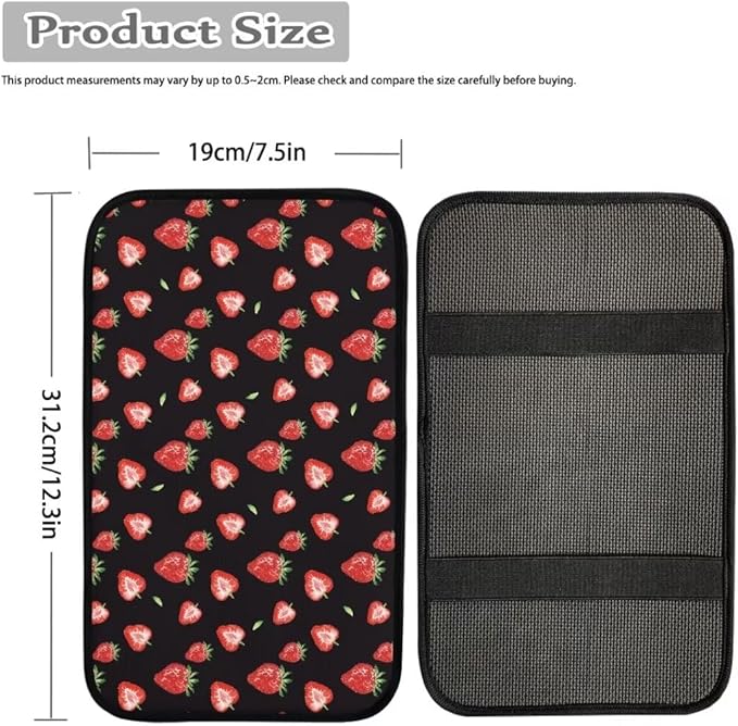 Coldinair Strawberry Universal Car Center Console Pad Soft Armrest Protector Cover Fit for Most Vehicle,SUV,Truck,Car Interior Accessories Decor