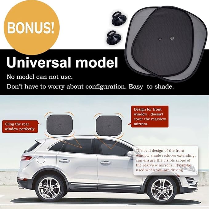 Big Ant Windshield Sun Shade + Bonus Car Window Shade, Car Sun Shade Keeps Vehicle Cool-UV Ray Protector Front Windshield Sunshade Fit for Most Cars SUV Trucks Minivans(55.1 x 27.5 inches)