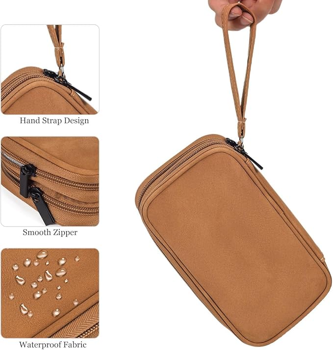 Electronic Organizer Travel Cable Accessories Case, Electronic Organizer Bag, Waterproof Electronic Accessories Organizer Case for Power Bank, Charging Cords, Chargers, Earphone, USB Cable - Brown