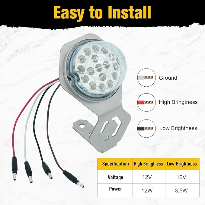 2PCS Dual Revolution Turn Signal with Stainless Steel Bracket, Red Turn Signal & White Marker, 17 LED Turn Signals Bracket Watermelon Light for Freightliner Kenworth Heavy Trucks