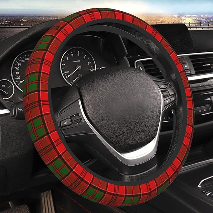 Thickened Elastic Steering Wheel Cover, Grant Scottish Plaid Printed Tartan Ultra, Soft, Breathable, Fit for Cars, SUVs, Trucks, Stylish Comfortable Grip