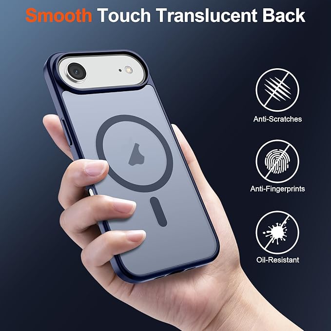 SUPFINE Magnetic for iPhone Air Case (Compatible with MagSafe)(Military Grade Drop Protection) Slim Translucent Matte Shockproof with Anti-Fingerprint Phone Cover for 17 Air,Navy Blue