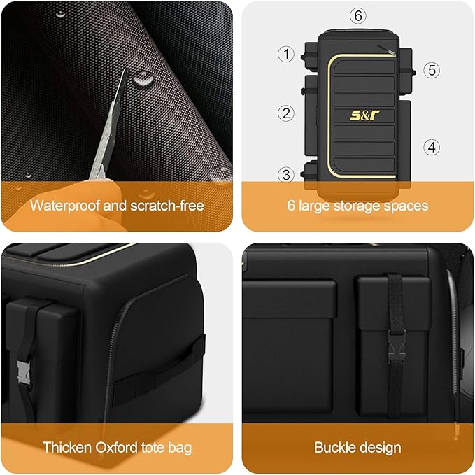 Ergocar Car Trunk Organizer Car Boot Storage Organiser Multi Pocket Car Boot Tidy Storage 3 Times Size Folded Portable Waterproof 1680D Oxford for Car/SUV/Truck/Auto