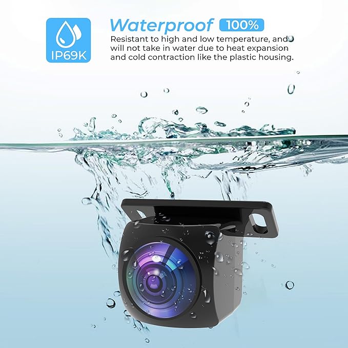AHD 1080P Backup Camera for Car,170 Degree Wide Angle Rearview Reversing License Plate IP69K Waterproof Camera,Clear Night Vision Reverse Rear View Camera for Car Vehicle SUV RV