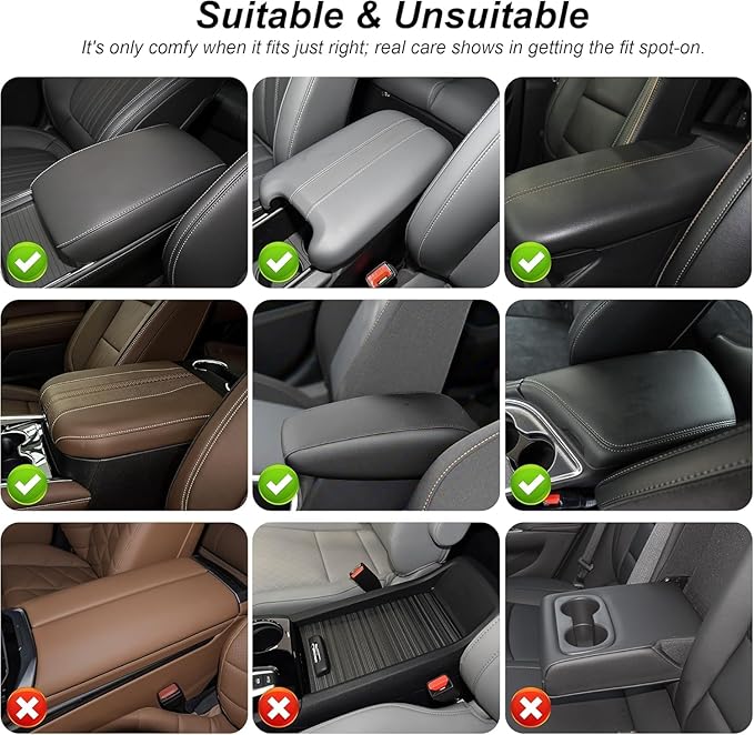 Center Console Cover Fit for Kia Sportage 2005-2025 with 2 Storage Bags Waterproof Leather Quilted Pattern Car Armrest Cover Cushion Anti - Slip(Black)