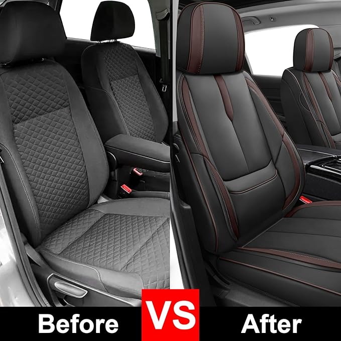 Fit for 98% of Mercedes Benz Car Seat Covers, Premium Nappa Leather Seat Cover, Fully Wrapped Protect Modern Style Seat Cover (2-Seat Standard, Black & Coffee)