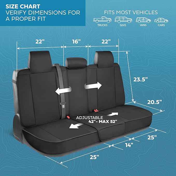 Deluxe Edition Napa Leather Seat Covers Full Set – Black & Gray Car Seat Covers Front Seats and Back Car Seat Protector, Waterproof and Universal Fit for Most Small to Mid Size Truck & SUVs