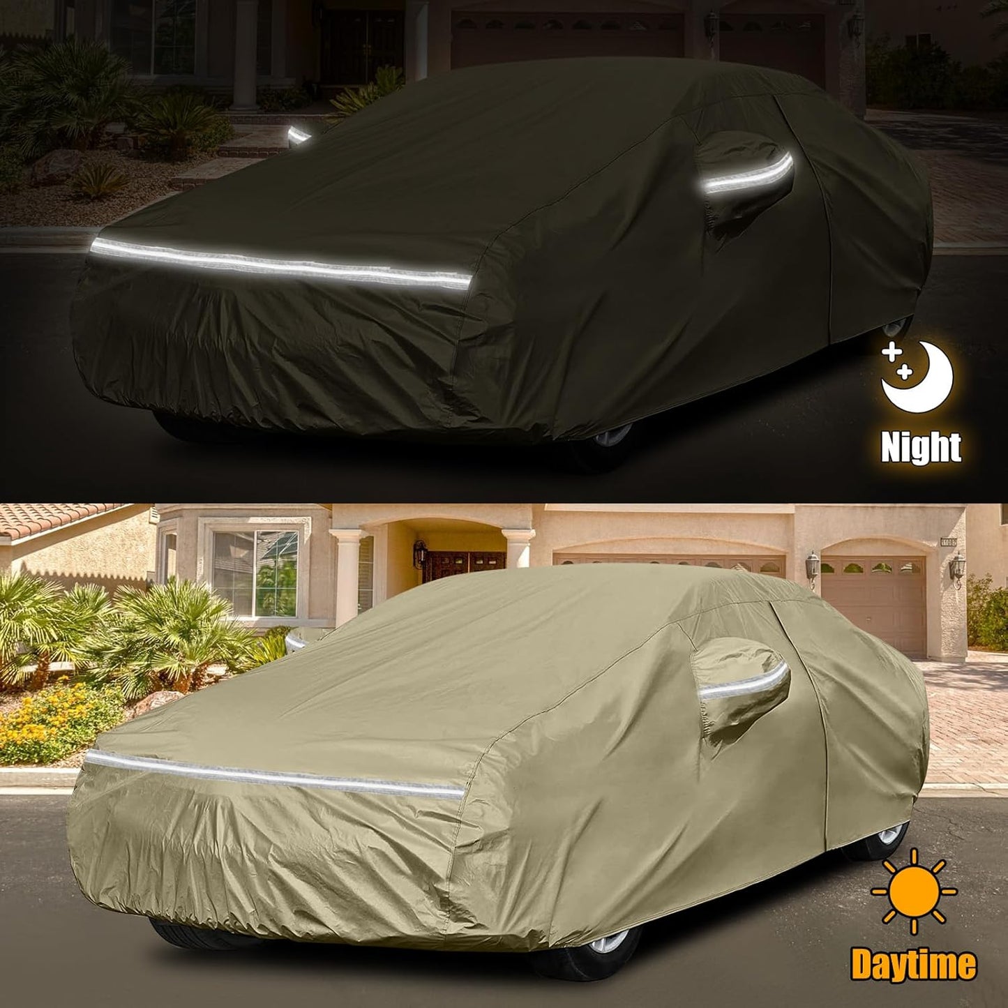 Waterproof Car Covers Replace for 2011-2025 Honda Civic, Multilayer Heavy Duty with Cotton Liner All Weather Custom-fit Car Cover with Zipper Door, Windproof Bands for Snow Rain Dust Protection