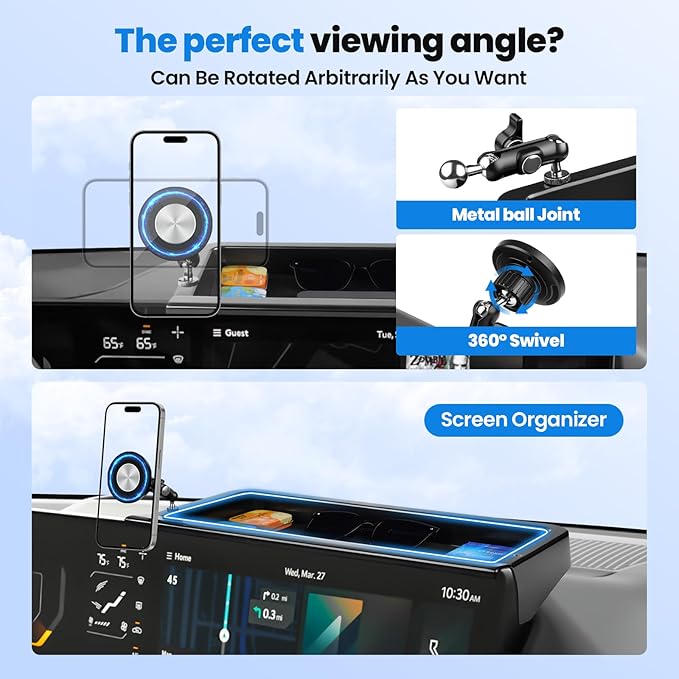 Karltys Upgraded 360° Rotation Magnetic Phone Holder Organizer for Kia K4 2025 2026 Accessories, [Screen Organizer & Magnetic] Phone Mount for Kia K4