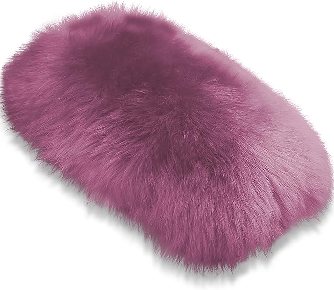 Andalus Brands Pure Australian Sheepskin Fluffy Car Center Console Cover, Luxurious Non-Shedding Furry Arm Rest Cover for Car, Versatile for All Seasons, Purple - (11.47" X 6.3")