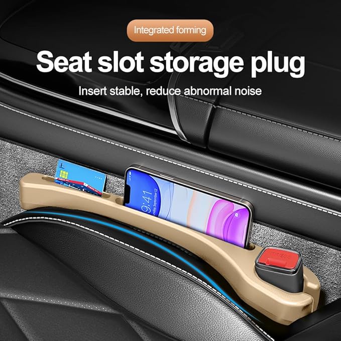 2PCS Car Seat Gap Filler Organizer with Phone Holder,[Upgrade Version] Car Seat Gap Organizer for Prevent Falling,Essential Car Accessories Car Side Seat Gap Filler (Beige)