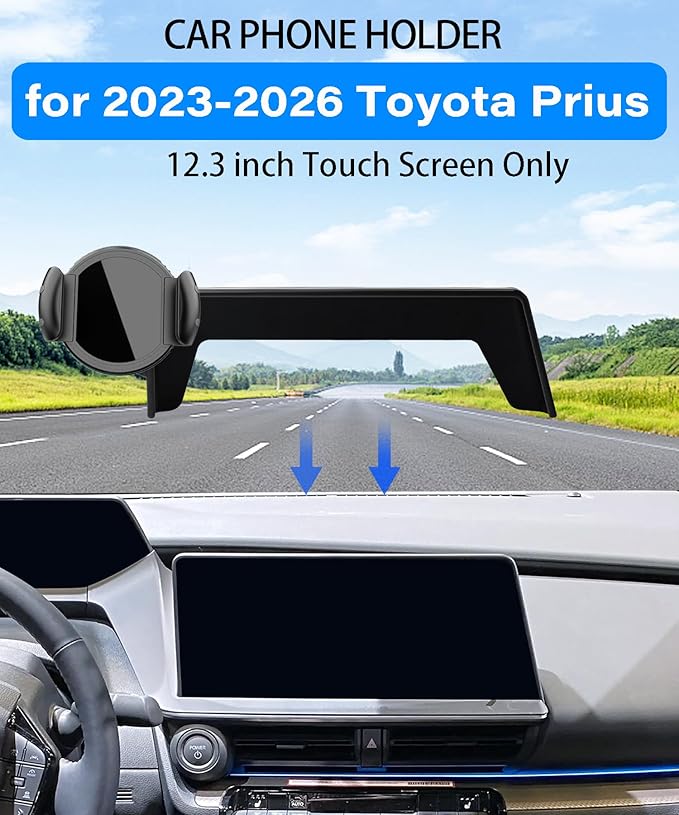 Magnetic Car Phone Mount for Toyota Prius 2023-2026 Accessories, for MagSafe Strong Magnets Cell Phone Holder 12.3-Inch Touch Screen Cradles, with Portable Phone Gripper 360° Rotation