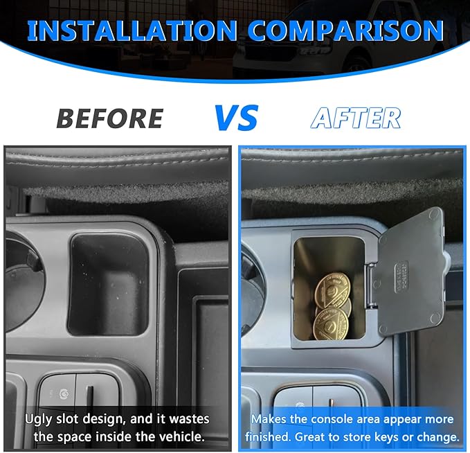 TOPINSTALL Center Console Coin Holder Compatible with 2022-2026 Ford Maverick Accessories, Console Flip-Top Coin Storage Box, Maverick Console Organizer ABS Plastic Insert Accessories
