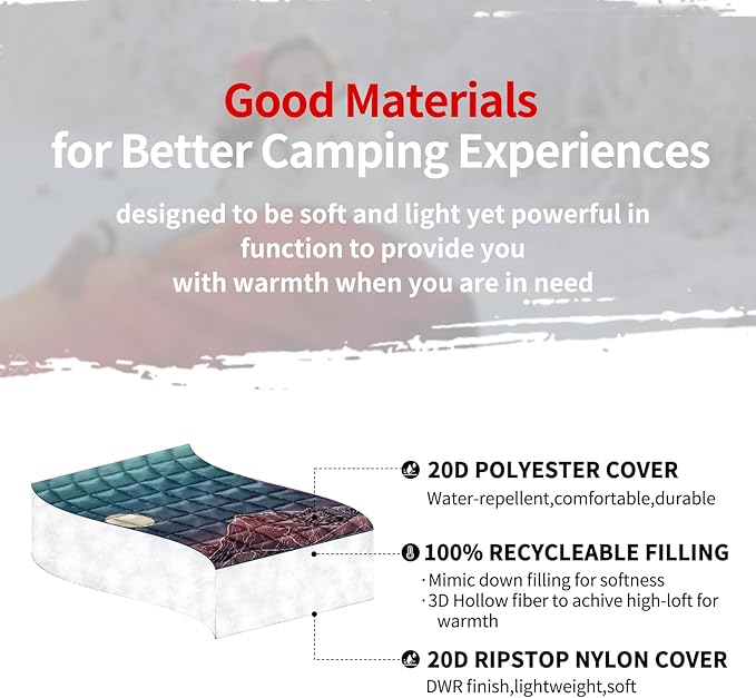 zzlamb Camping Blanket for Cold Weather,Outdoor Puffy Blanket Portable Down Alternative,Windproof Warm Cloak with Snaps,Cozy Quilt Backpacking Picnic RV Travel Plane Car Hammock Beach Climbing