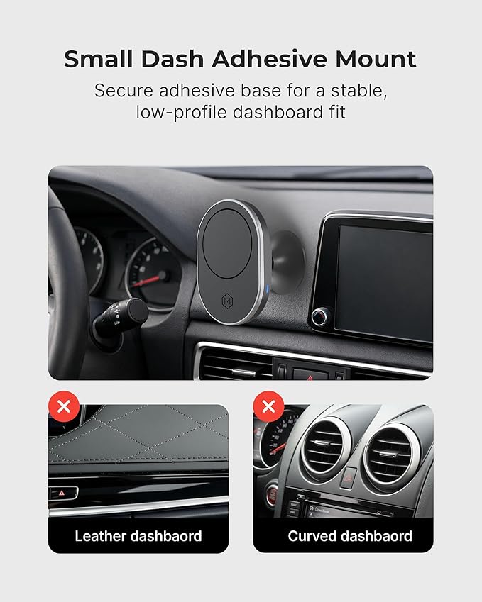 MagSafe Wireless Car Charger Dash Mount (Version 2.0) 360° Rotating Magnetic Phone Holder for iPhone 17/16/15/14/13/12/Air - 15W Fast Charging, Secure Magnets, Universal Dashboard Fit