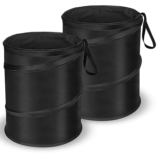 Car Trash Can, 2 Packs Pop-up Car Trash Bin, Large-Sized Collapsible Garbage Can, Trash Bag with Elastic Band Hanging, Double-Layer Washable Trash Can, Waste Basket with Velcro