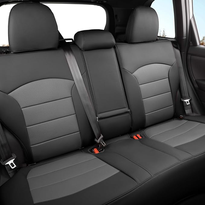 coverdream Leather Seat Covers Full Set for 2025 Subaru Forester Base,Limited,Premium,Sport,Touring,Fully Covered,Airbag Compatible,Waterproof Seat Cushion SUV Seat Protector(Black&Gray)
